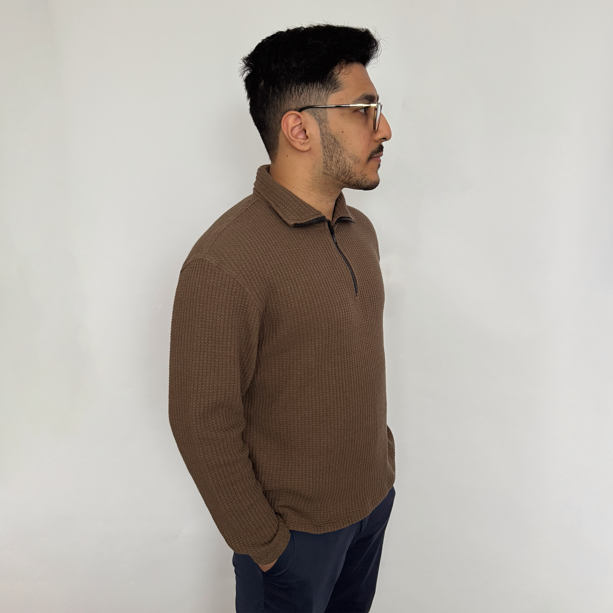 knit cotton quarter zip