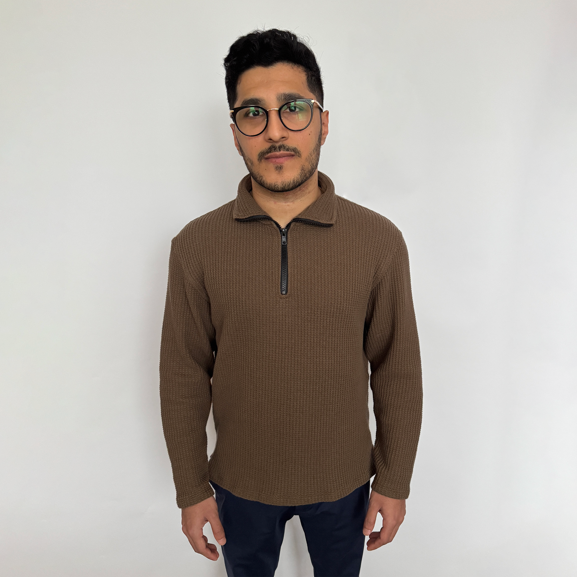 knit cotton quarter zip