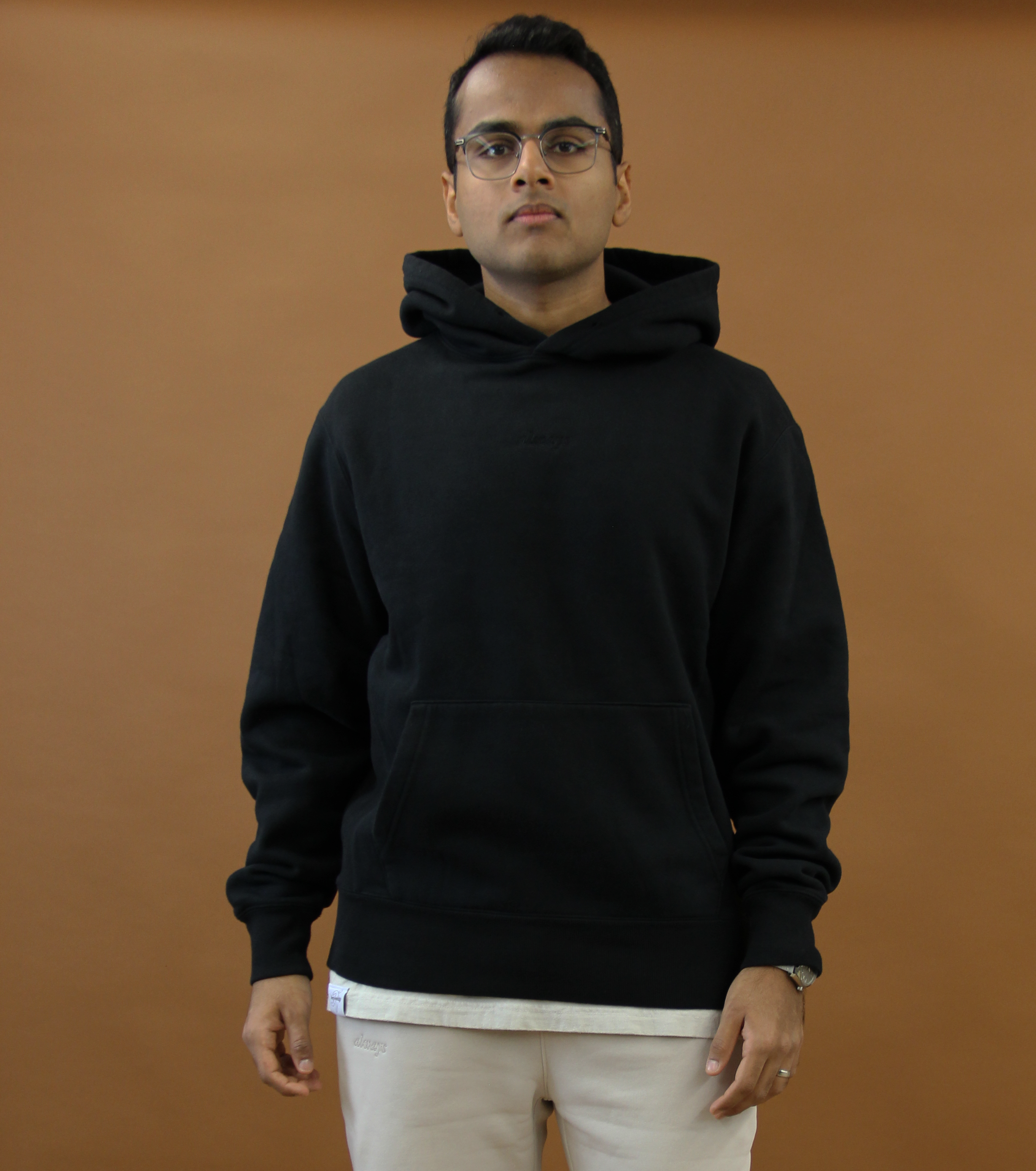 LA-made oversized hoodie: rare stitching, ultra-soft fabric. Comfort meets style under $50. black front mens