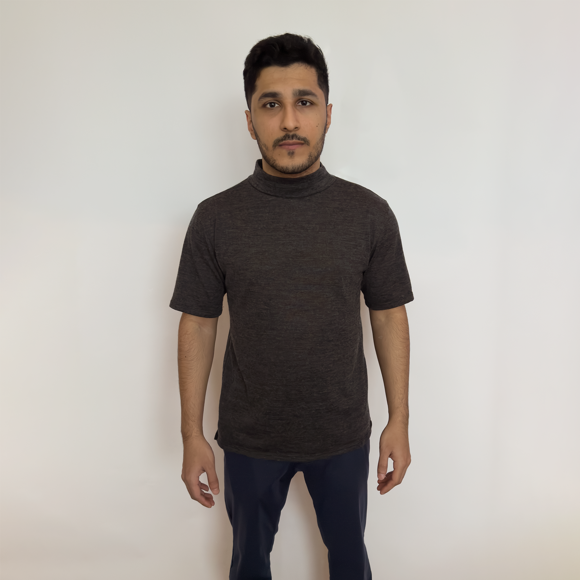 wool blend mock neck tee